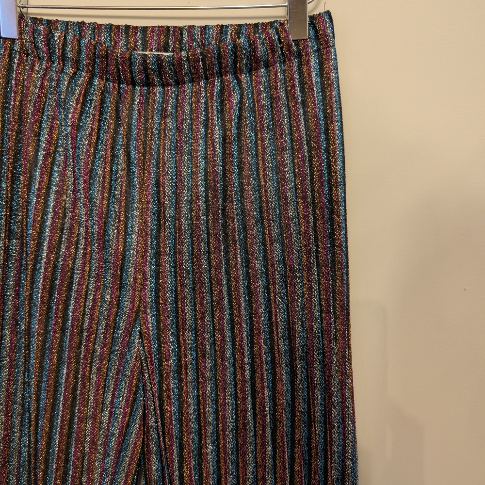 Lilyful Women's Wide Leg Pants Sparky Black Striped Sheer Size Small Festival - Picture 5 of 7